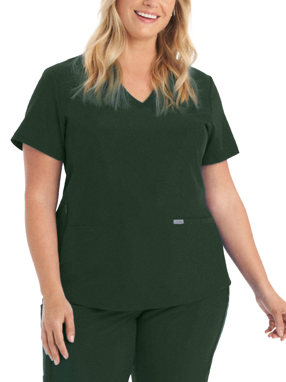 Women's 3-Pocket Rib-Knit Neckline V-Neck Scrub Top - LT100 - Mountain View