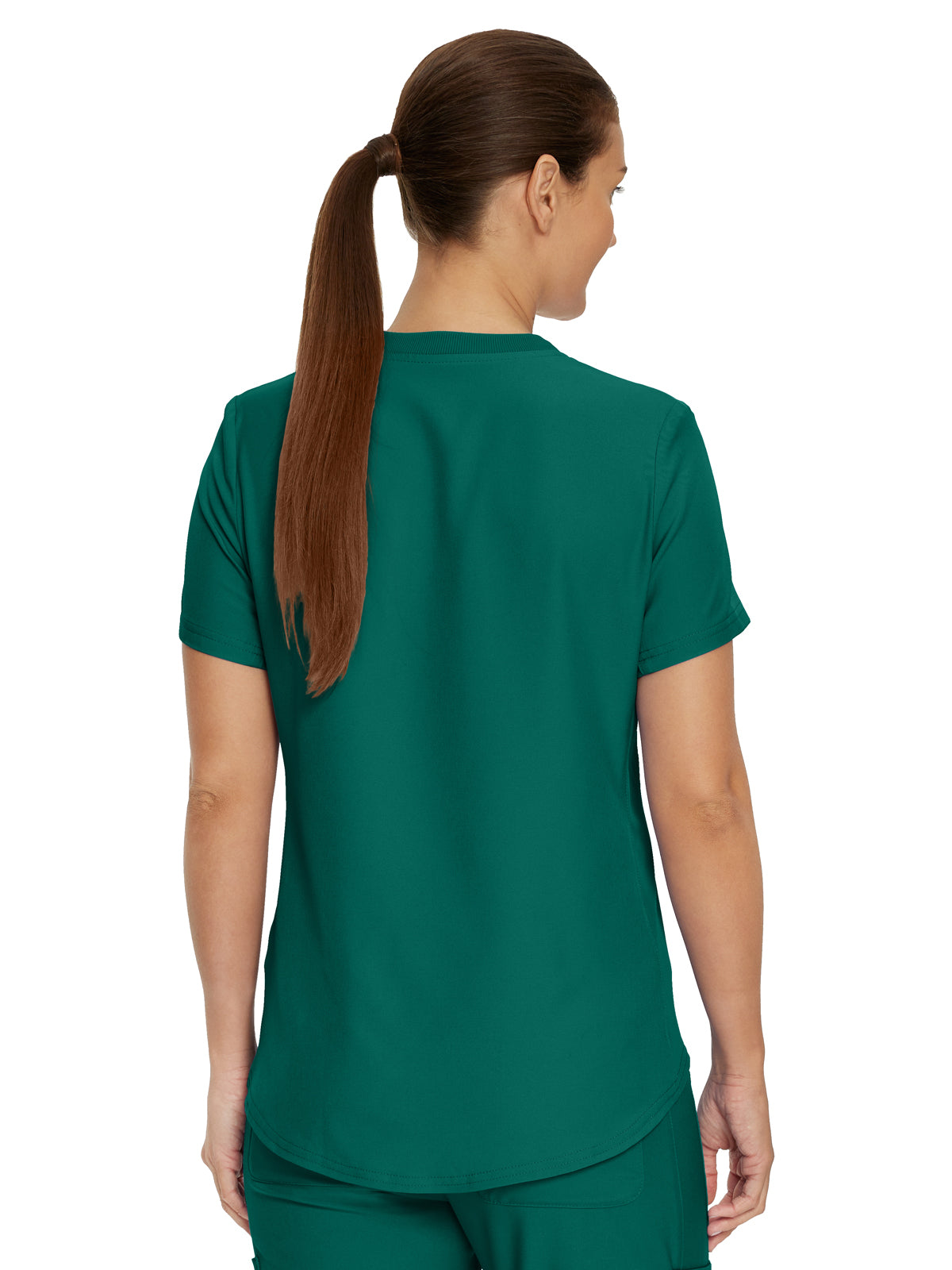 Women's 2-Pocket Shirttail Hemline V-Neck Scrub Top - LT101 - Hunter