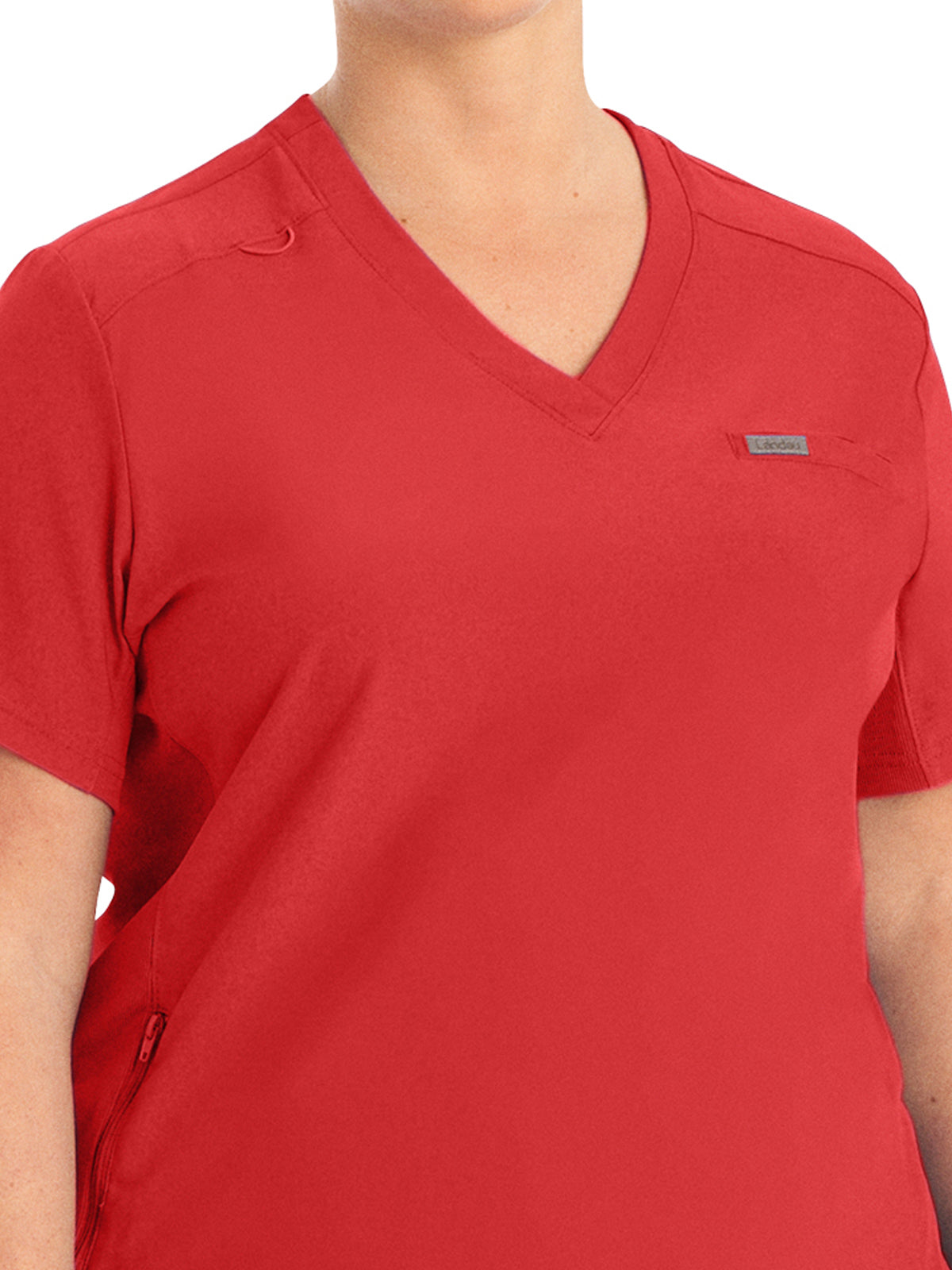 Women's 2-Pocket Shirttail Hemline V-Neck Scrub Top - LT101 - Red