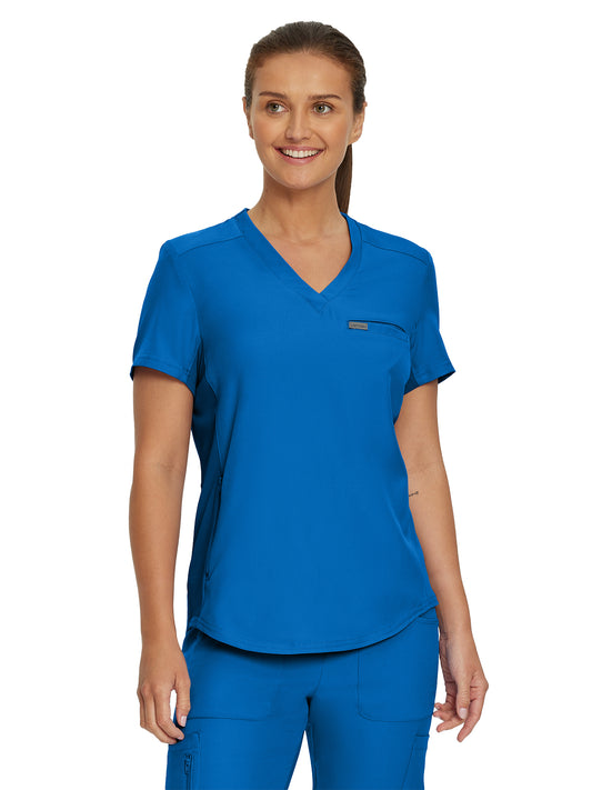 Women's 2-Pocket Shirttail Hemline V-Neck Scrub Top - LT101 - Royal