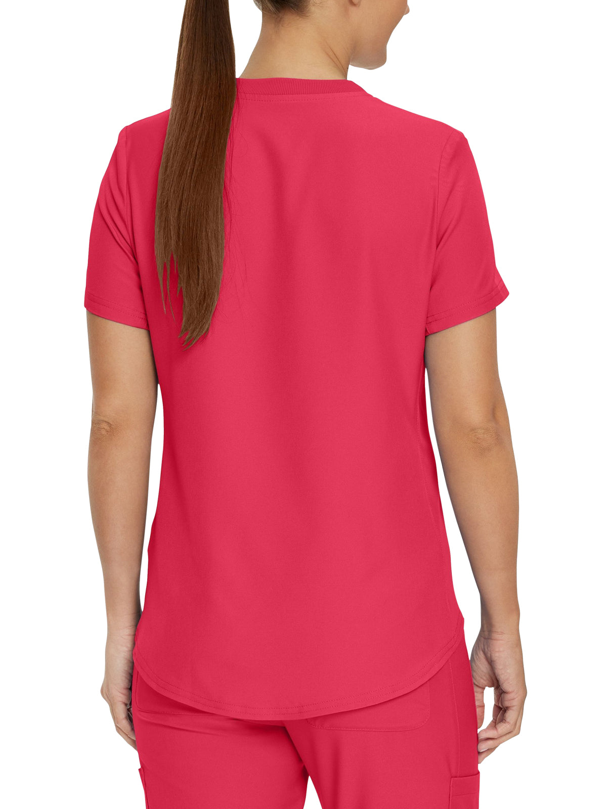 Women's 2-Pocket Shirttail Hemline V-Neck Scrub Top - LT101 - Tea Berry