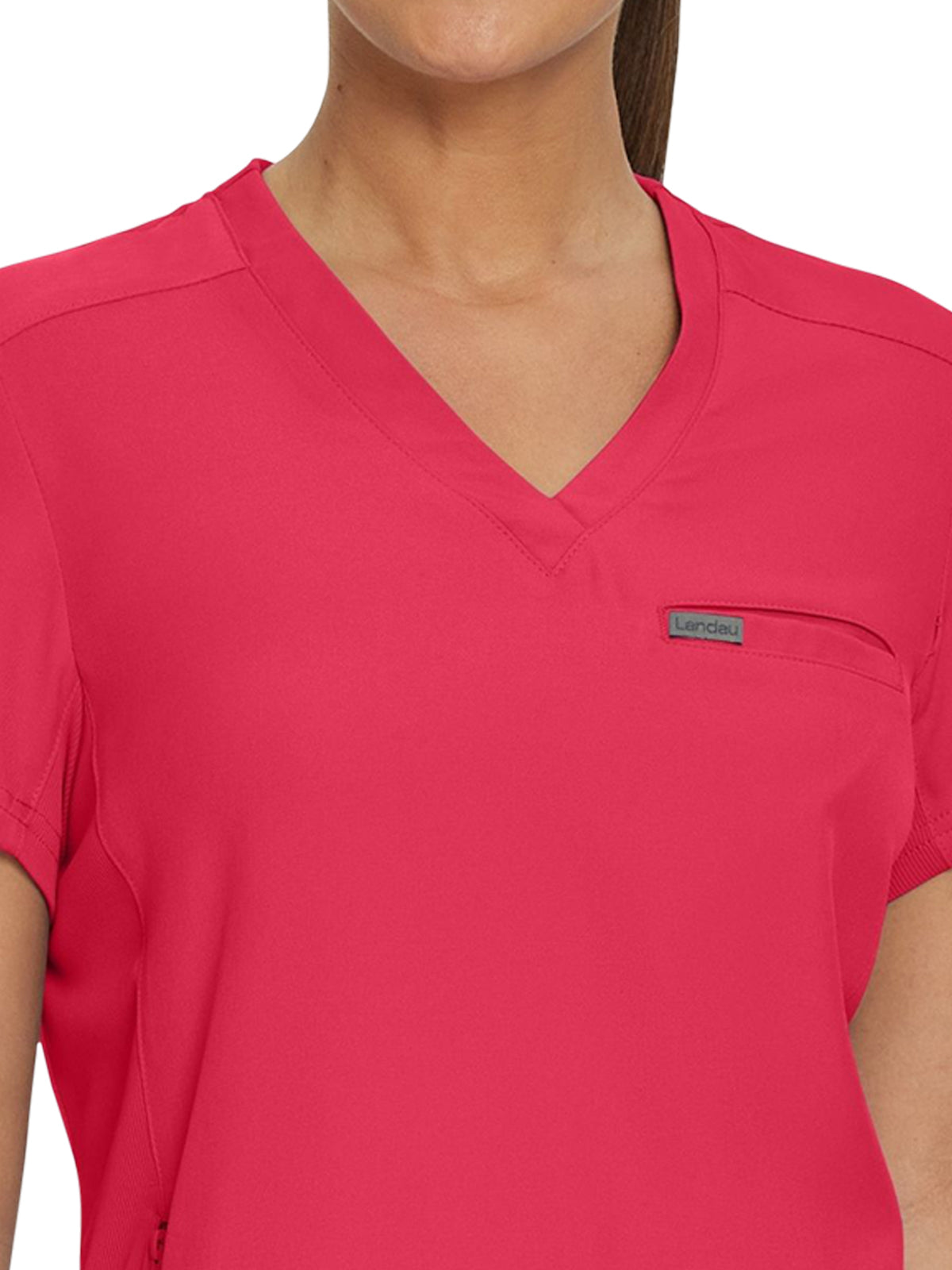 Women's 2-Pocket Shirttail Hemline V-Neck Scrub Top - LT101 - Tea Berry