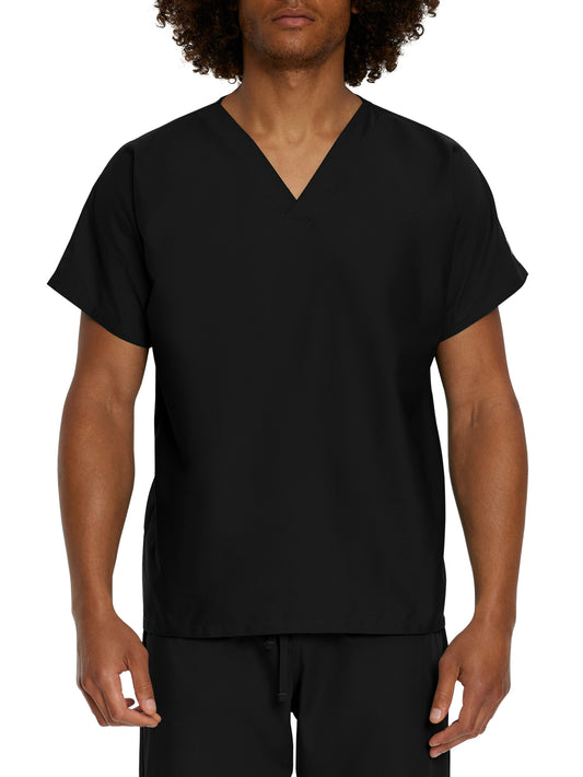 Unisex No-Pocket Tuckable V-Neck Scrub Top - LT102 - Black