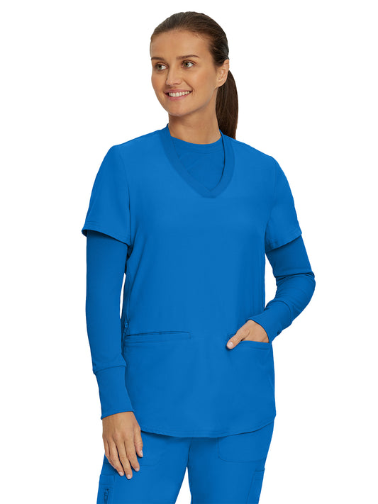 Women's 1-Pocket Long-Sleeve Crew Neck Underscrub Tee - LT103 - Royal