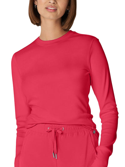 Women's 1-Pocket Long-Sleeve Crew Neck Underscrub Tee - LT103 - Tea Berry