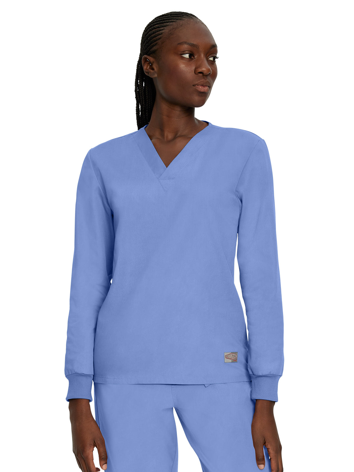 Unisex No-Pocket Crossover V-Neck Long-Sleeve Scrub Top - LT104 - Ceil