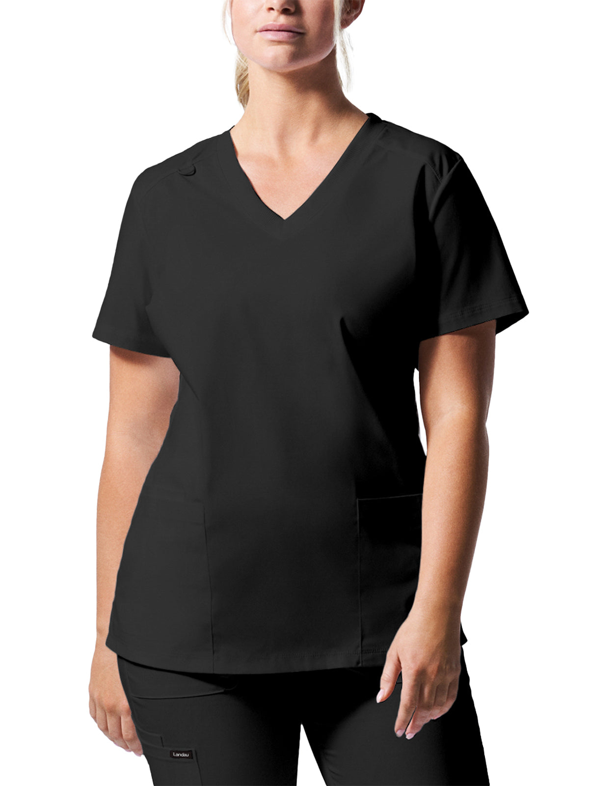 Women's 3-Pocket V-Neck Scrub Top - LT105 - Black