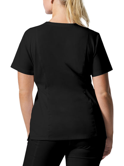 Women's 3-Pocket V-Neck Scrub Top - LT105 - Black