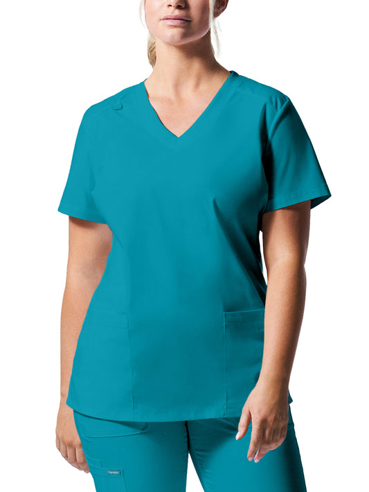 Women's 3-Pocket V-Neck Scrub Top - LT105 - Teal