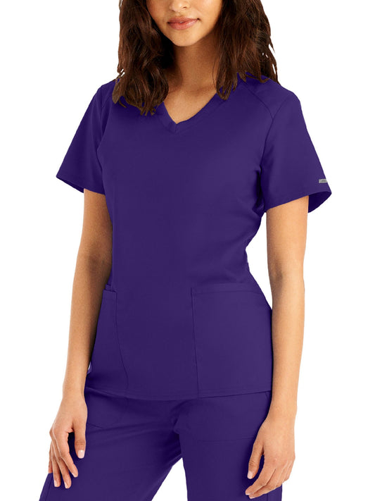 Women's 3-Pocket V-Neck Scrub Top - LT105 - Grape