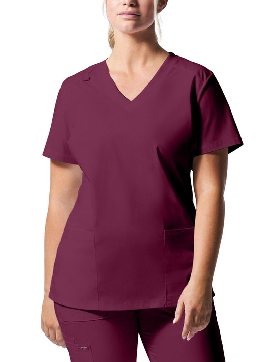 Women's 3-Pocket V-Neck Scrub Top - LT105 - Wine