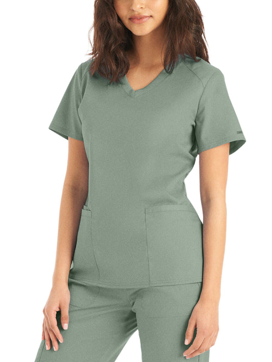 Women's 3-Pocket V-Neck Scrub Top - LT105 - Sea Grass