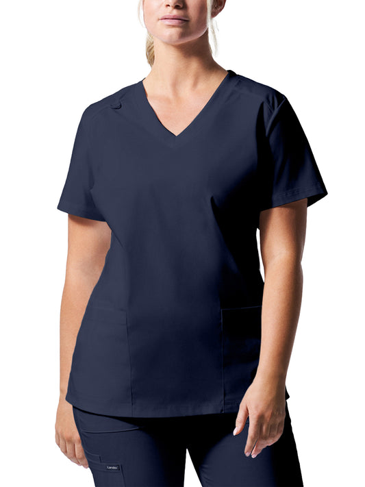 Women's 3-Pocket V-Neck Scrub Top - LT105 - True Navy