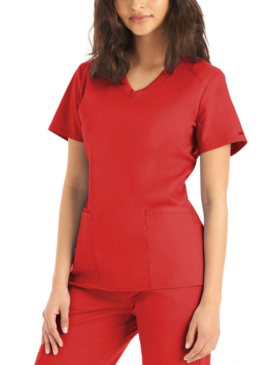 Women's 3-Pocket V-Neck Scrub Top - LT105 - True Red