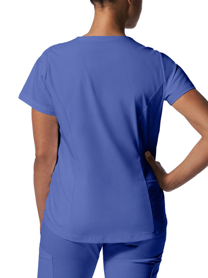 Women's 2-Pocket Back Princess Seamed V-Neck Scrub Top - LT107 - Ceil