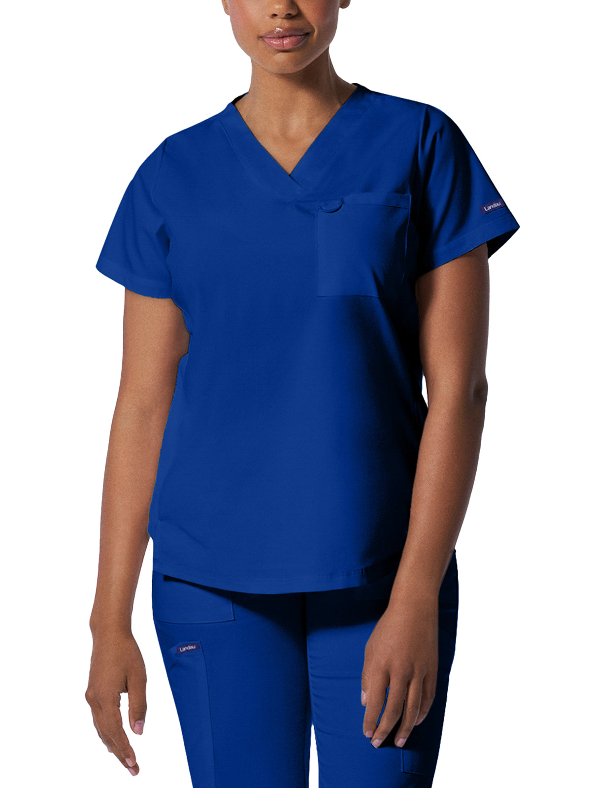 Women's 2-Pocket Back Princess Seamed V-Neck Scrub Top - LT107 - Galaxy