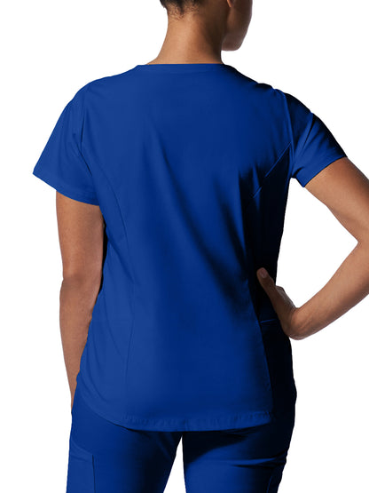 Women's 2-Pocket Back Princess Seamed V-Neck Top - LT107 - Galaxy
