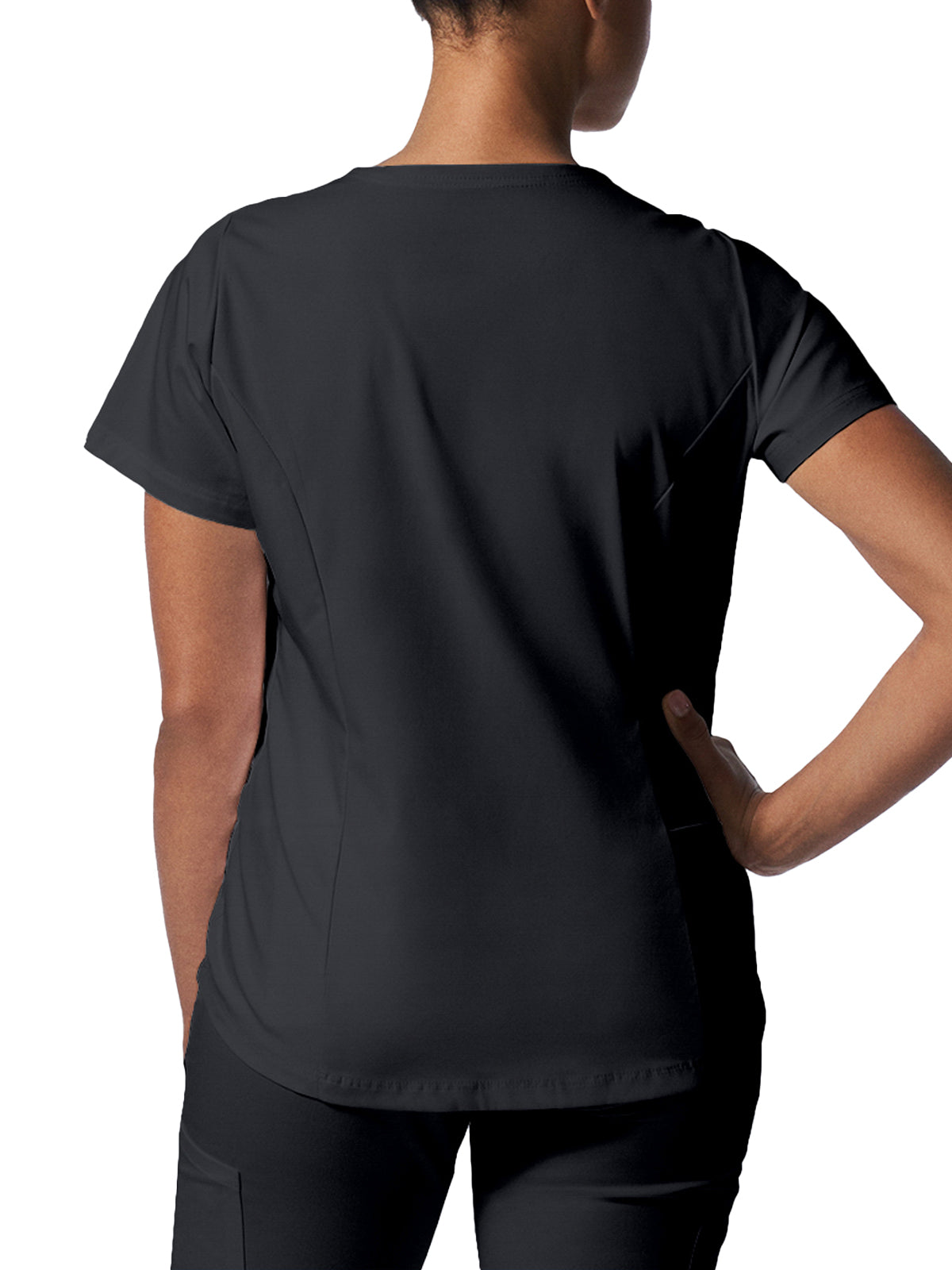 Women's 2-Pocket Back Princess Seamed V-Neck Scrub Top - LT107 - Graphite