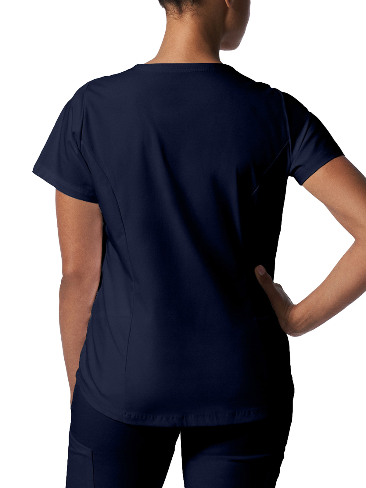 Women's 2-Pocket Back Princess Seamed V-Neck Scrub Top - LT107 - True Navy