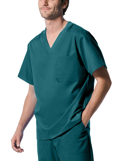 Men's 2-Pocket Tuckable V-Neck Scrub Top - LT108 - Caribbean