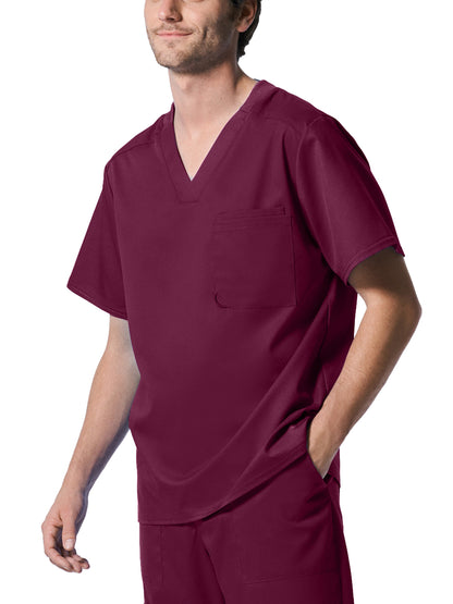 Men's 2-Pocket Tuckable V-Neck Scrub Top - LT108 - Wine