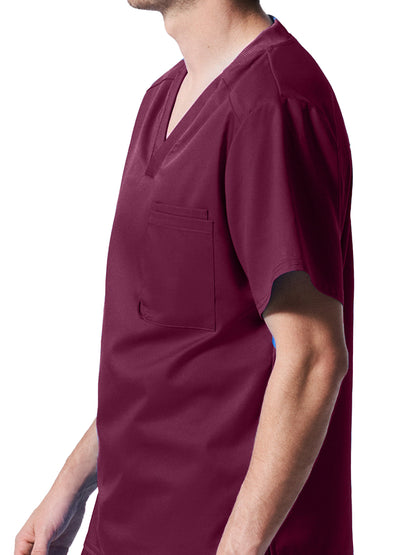 Men's 2-Pocket Tuckable V-Neck Scrub Top - LT108 - Wine