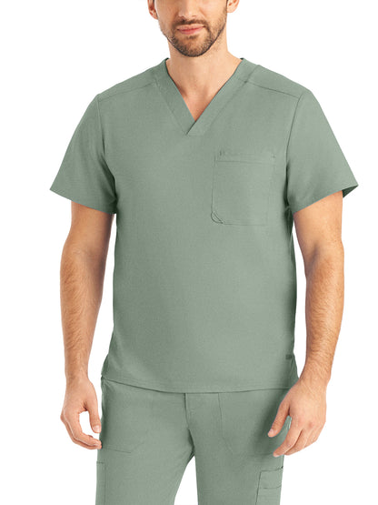 Men's 2-Pocket Tuckable V-Neck Scrub Top - LT108 - Sea Grass