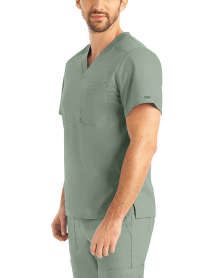 Men's 2-Pocket Tuckable V-Neck Top - LT108 - Sea Grass