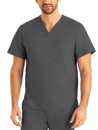 Men's 2-Pocket Tuckable V-Neck Scrub Top - LT108 - Steel