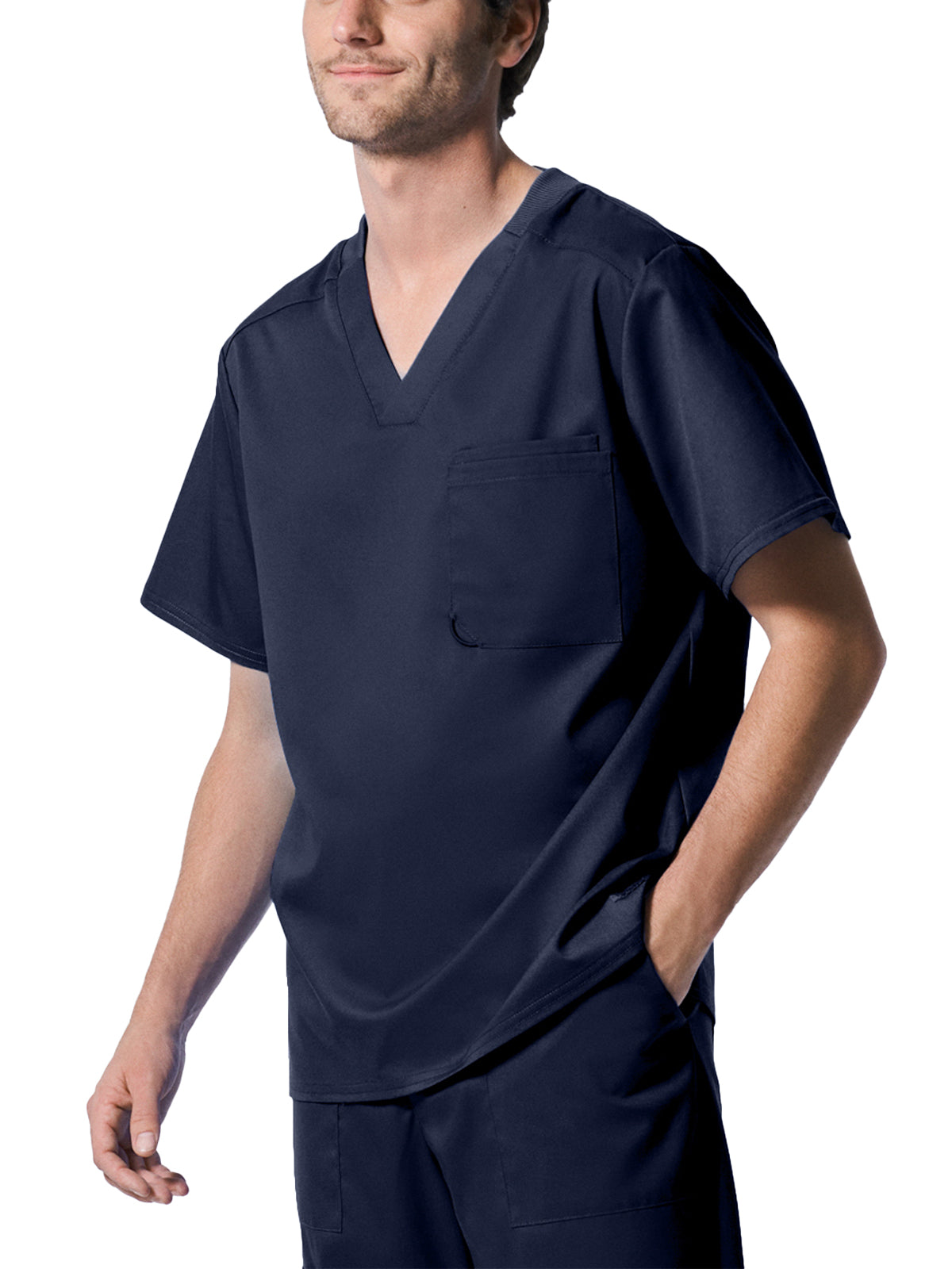 Men's 2-Pocket Tuckable V-Neck Scrub Top - LT108 - True Navy