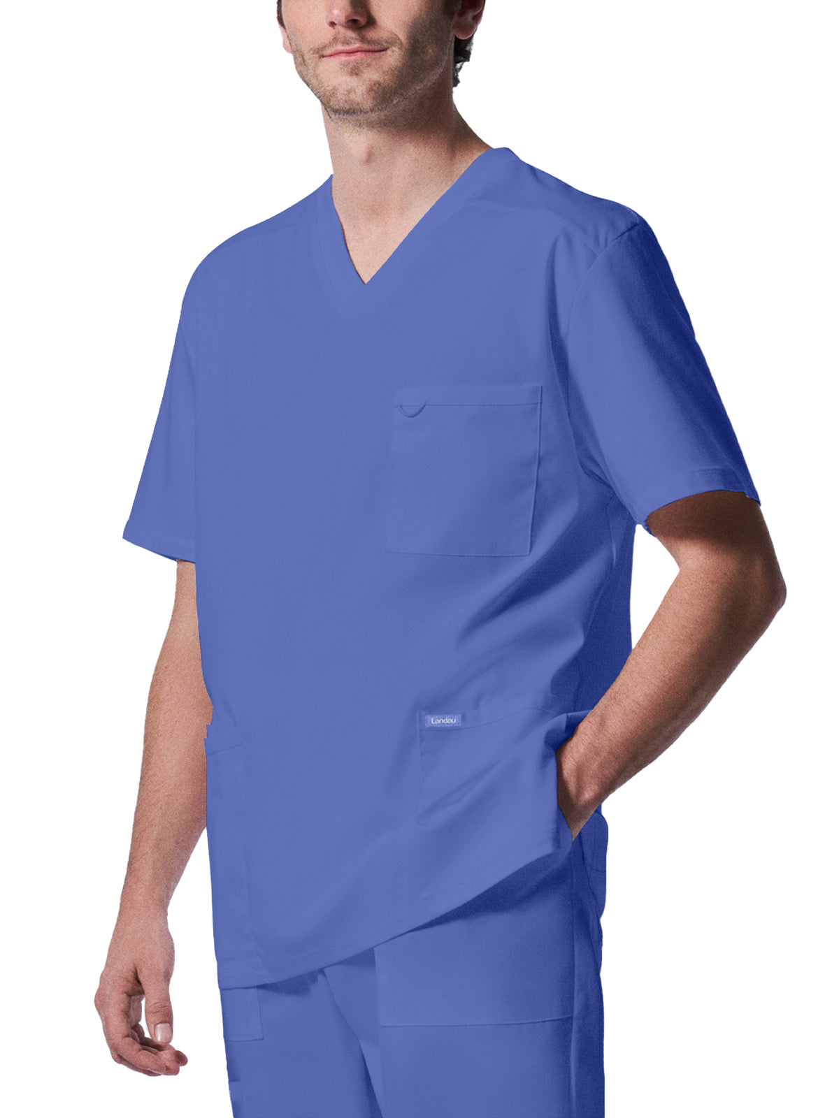 Men's 4-Pocket Back Yoke V-Neck Scrub Top - LT109 - Ceil