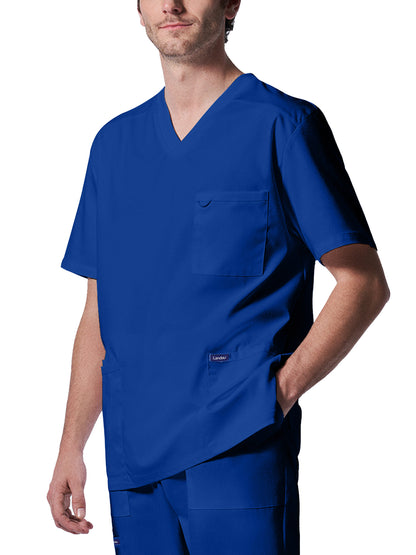 Men's 4-Pocket Back Yoke V-Neck Scrub Top - LT109 - Galaxy