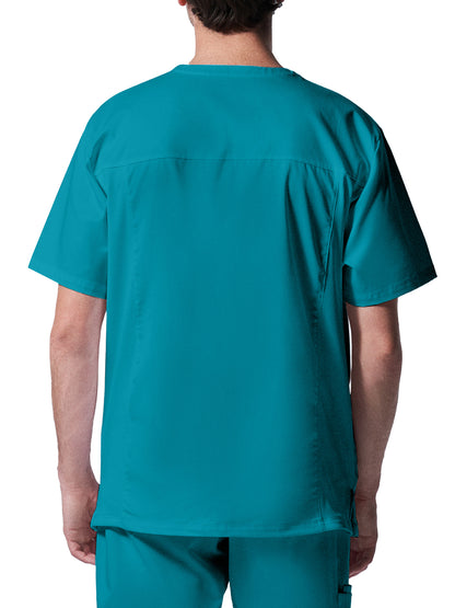 Men's 4-Pocket Back Yoke V-Neck Top - LT109 - Teal