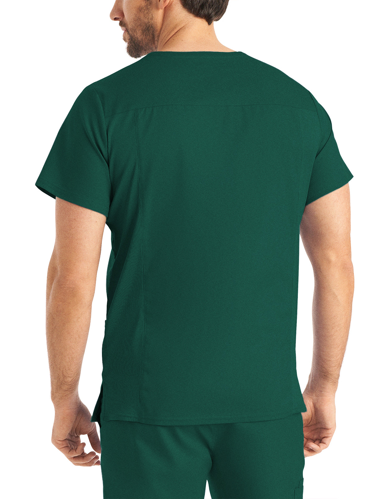 Men's 4-Pocket Back Yoke V-Neck Scrub Top - LT109 - Hunter