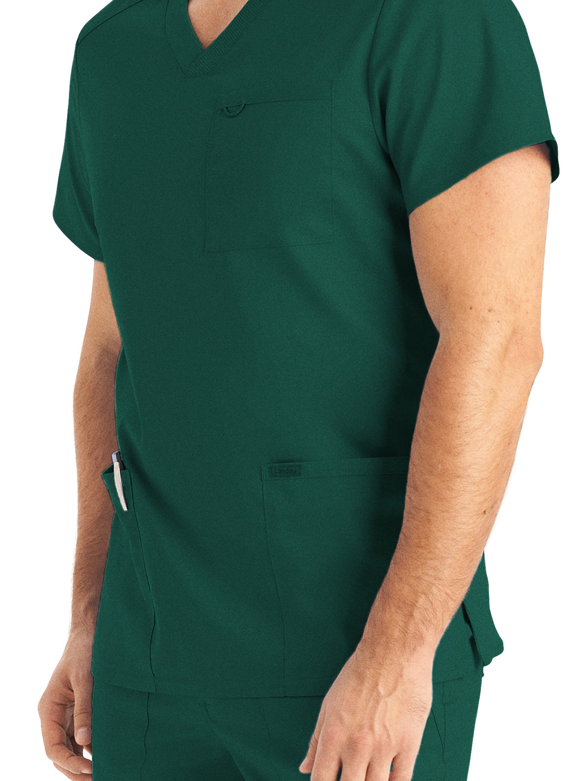 Men's 4-Pocket Back Yoke V-Neck Scrub Top - LT109 - Hunter