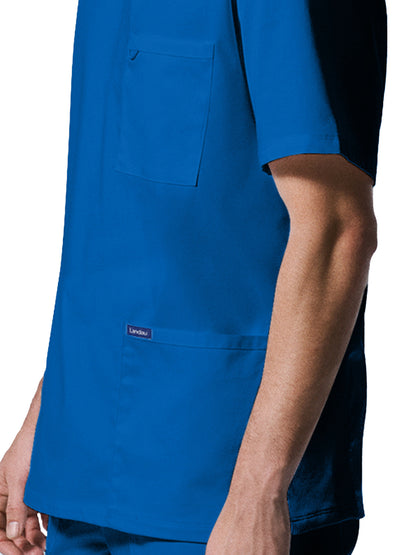 Men's 4-Pocket Back Yoke V-Neck Scrub Top - LT109 - Royal