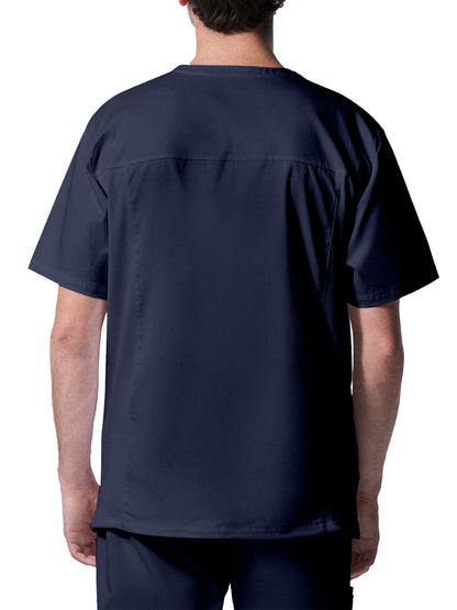 Men's 4-Pocket Back Yoke V-Neck Scrub Top - LT109 - True Navy