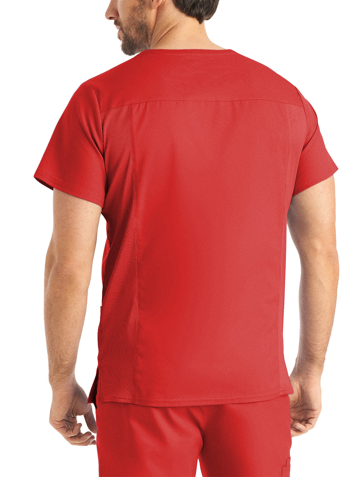 Men's 4-Pocket Back Yoke V-Neck Scrub Top - LT109 - True Red