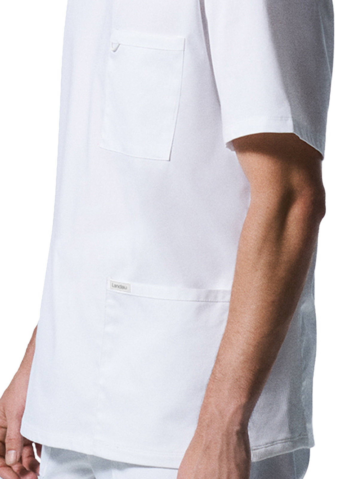 Men's 4-Pocket Back Yoke V-Neck Top - LT109 - White