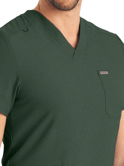 Men's 4-Pocket Back Yoke V-Neck Scrub Top - LT110 - Mountain View