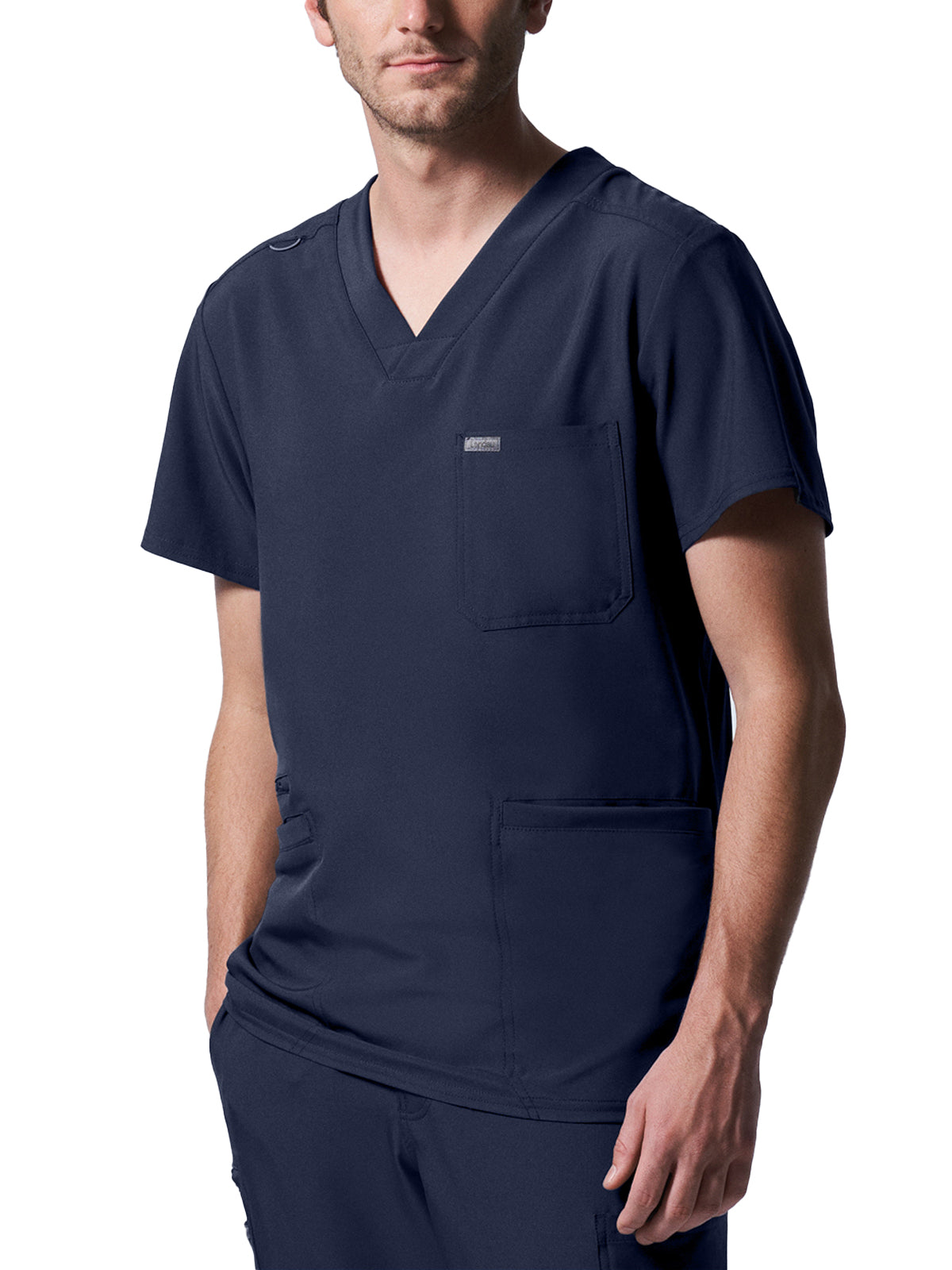 Men's 4-Pocket Back Yoke V-Neck Scrub Top - LT110 - Navy