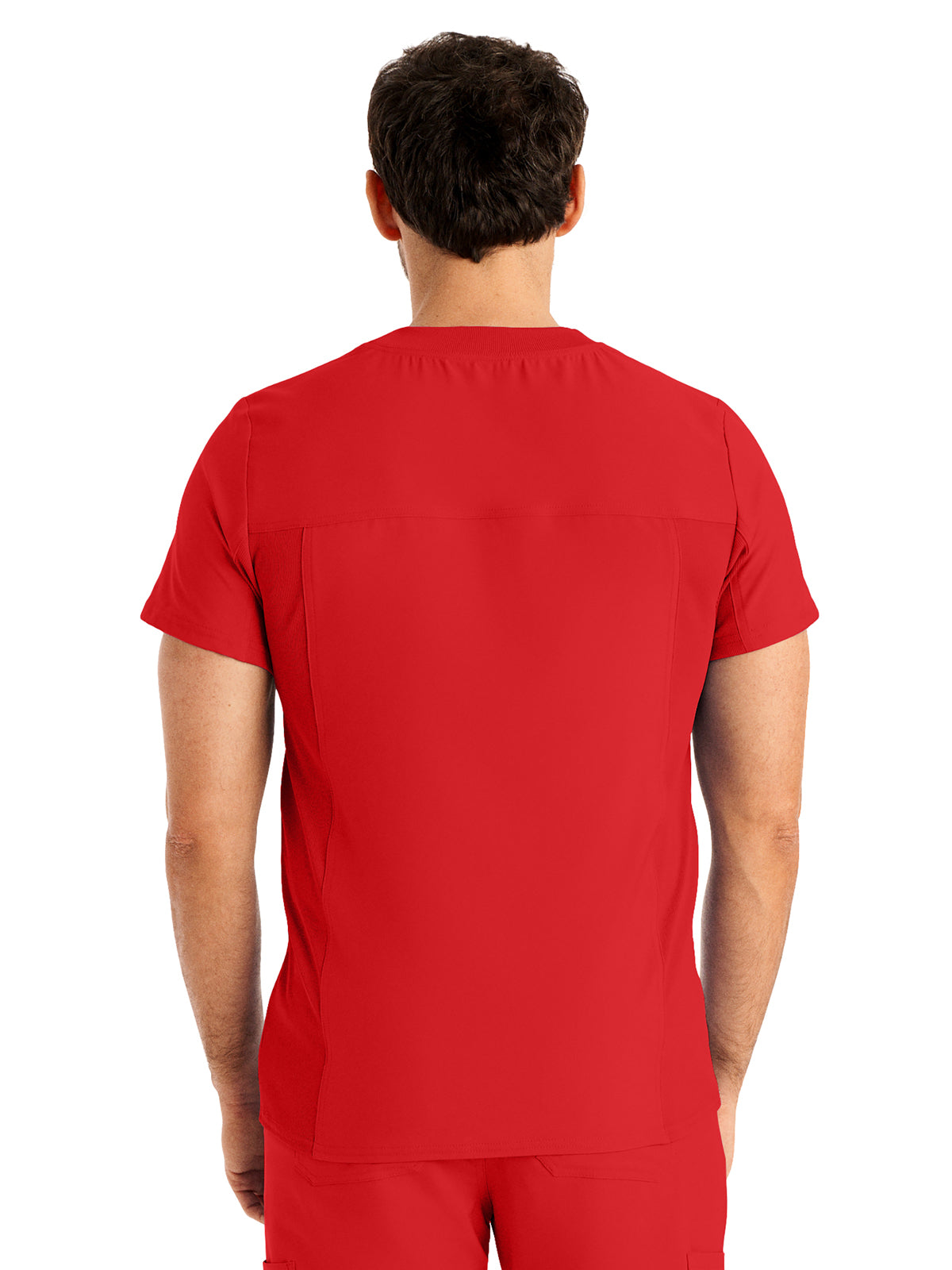 Men's 4-Pocket Back Yoke V-Neck Scrub Top - LT110 - Red