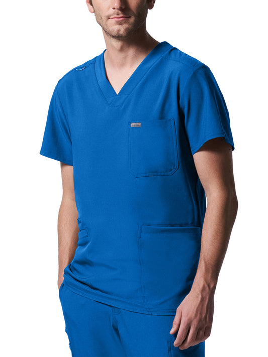 Men's 4-Pocket Back Yoke V-Neck Scrub Top - LT110 - Royal