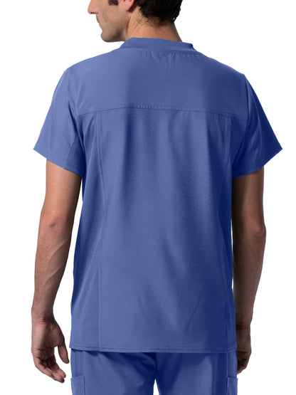 Men's 2-Pocket Tuckable V-Neck Scrub Top - LT111 - Ceil Blue