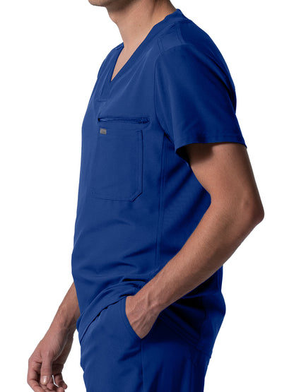 Men's 2-Pocket Tuckable V-Neck Scrub Top - LT111 - Galaxy