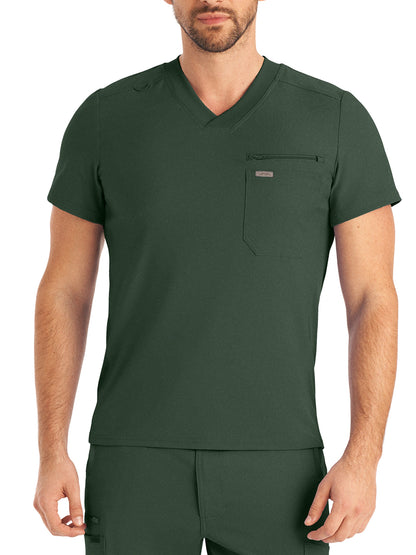 Men's 2-Pocket Tuckable V-Neck Scrub Top - LT111 - Mountain View