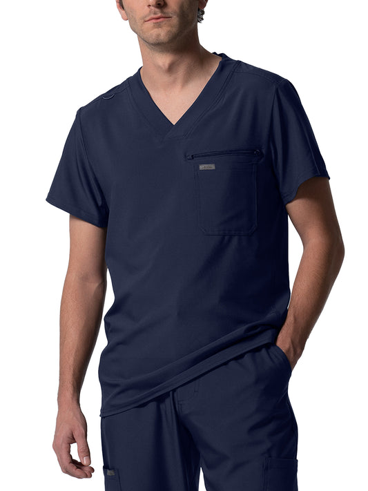 Men's 2-Pocket Tuckable V-Neck Scrub Top - LT111 - Navy