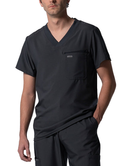 Men's 2-Pocket Tuckable V-Neck Scrub Top - LT111 - Pewter