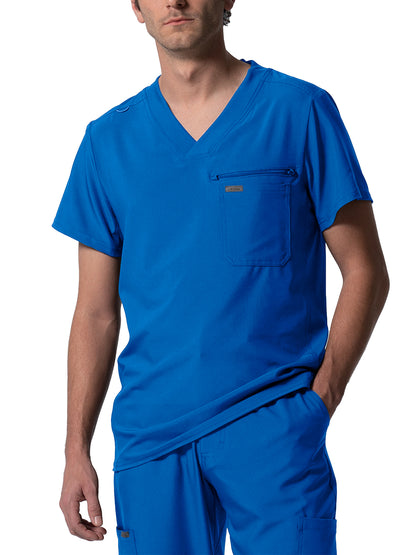 Men's 2-Pocket Tuckable V-Neck Scrub Top - LT111 - Royal