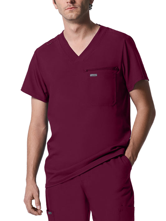 Men's 2-Pocket Tuckable V-Neck Scrub Top - LT111 - Wine